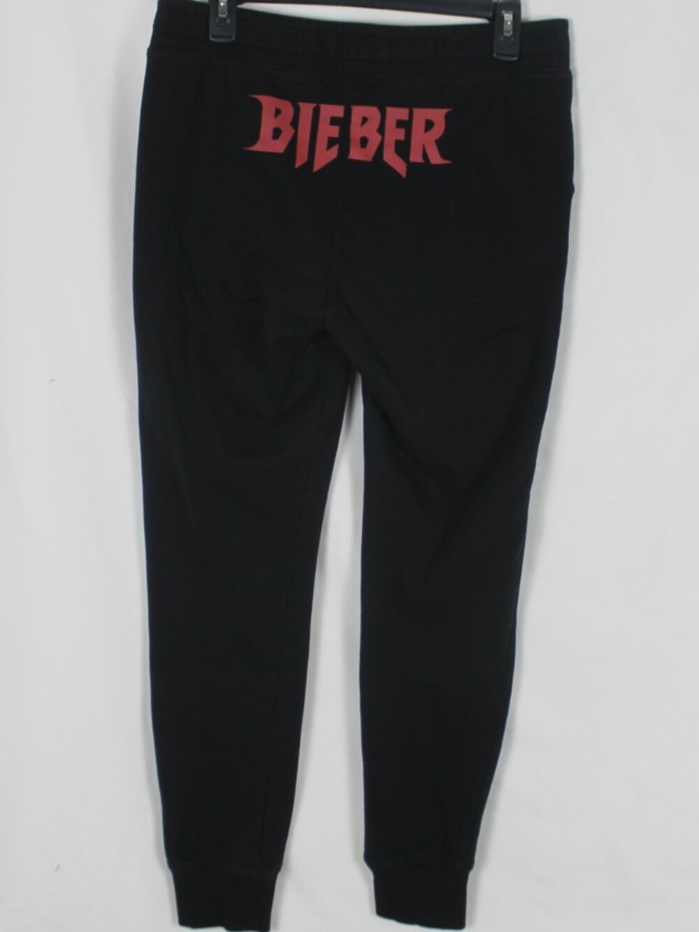 Justin Bieber H&M Divided Black Jogger Sweatpants Red Logo Drawstring Small